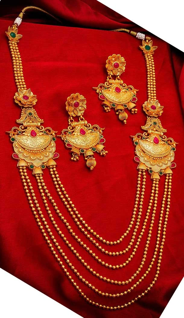 Adorable Gold Plated Alloy Designer Imitation Necklace Set -718589105