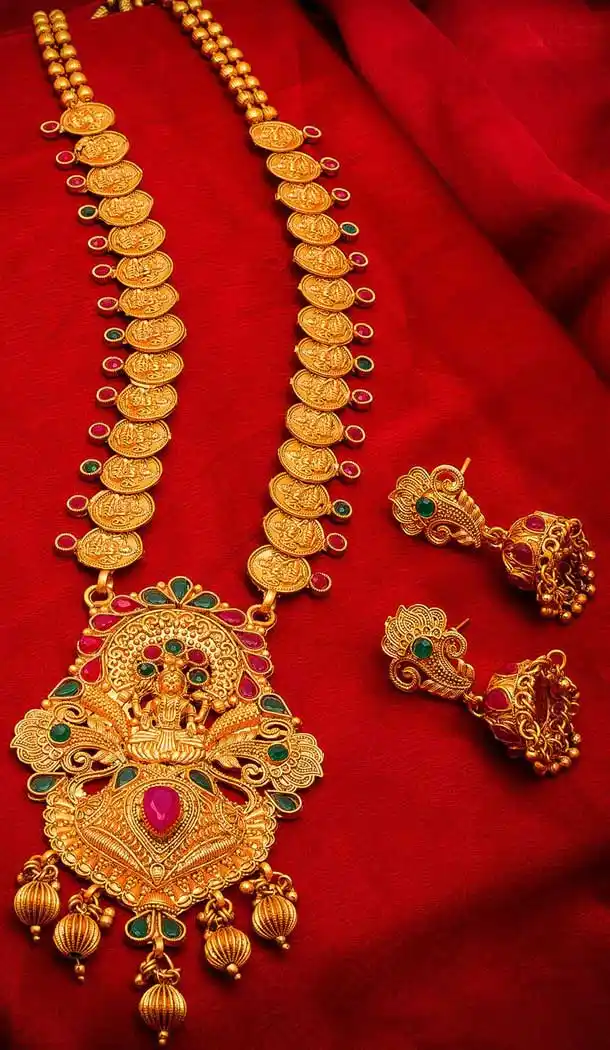 Unique Gold Plated Alloy Designer Imitation Necklace Set -718589113