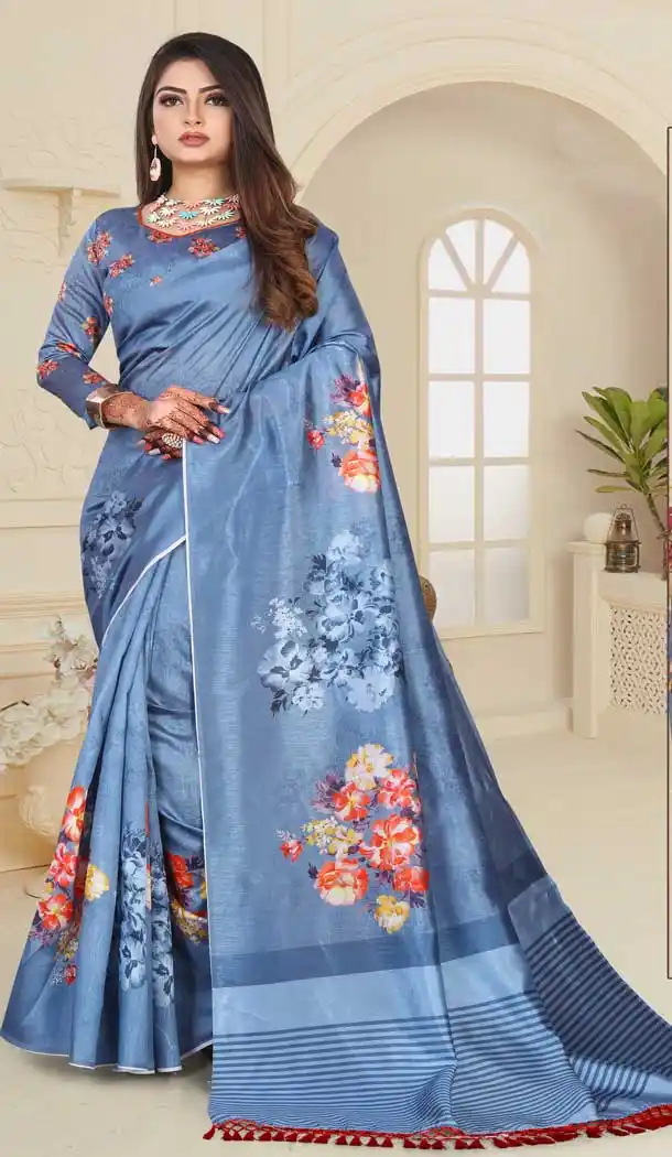 Unique Light Grey Color Zoya Art Silk Casual Wear Saree Blouse -EV535070979