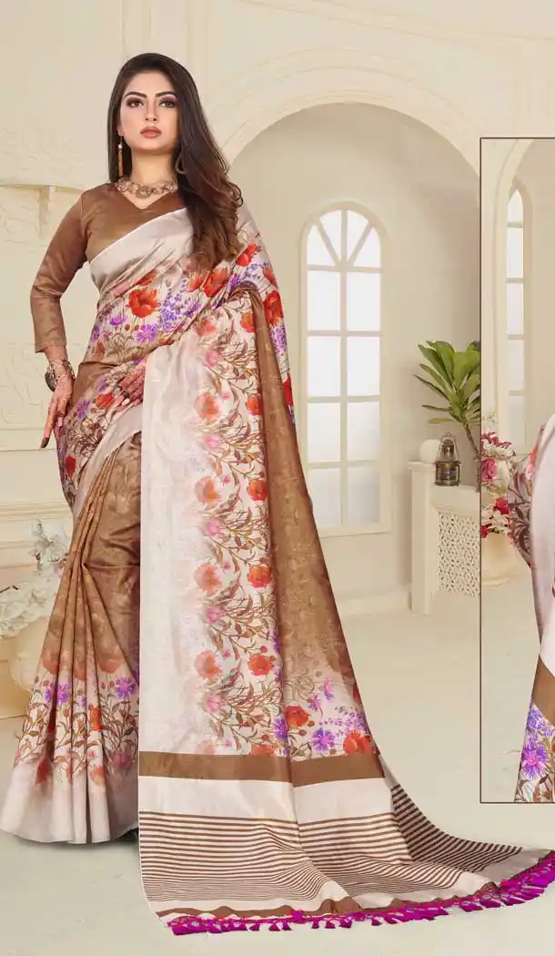Light Brown Color Zoya Art Silk Casual Wear Saree Blouse -EV535070984 -EV535070981