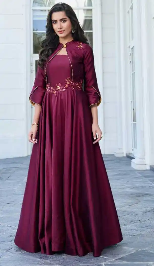 Magenta Color Soft Silk With Crepe Designer Readymade Kurti -EV536971147