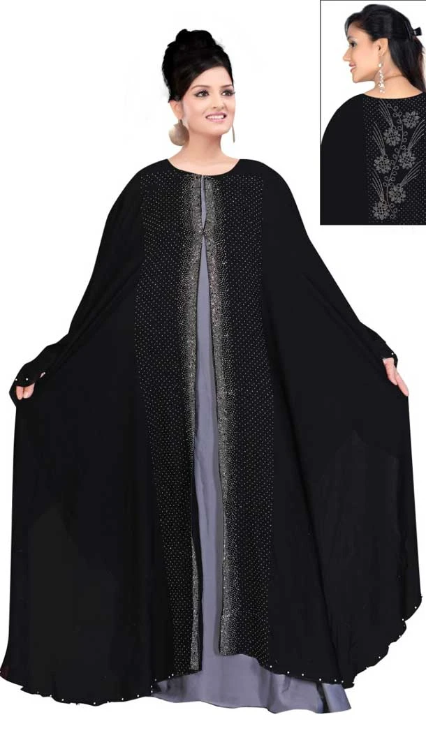 Gleaming Black Color Nida Fabric Readymade Pakistani Women Burqa -EV538671276