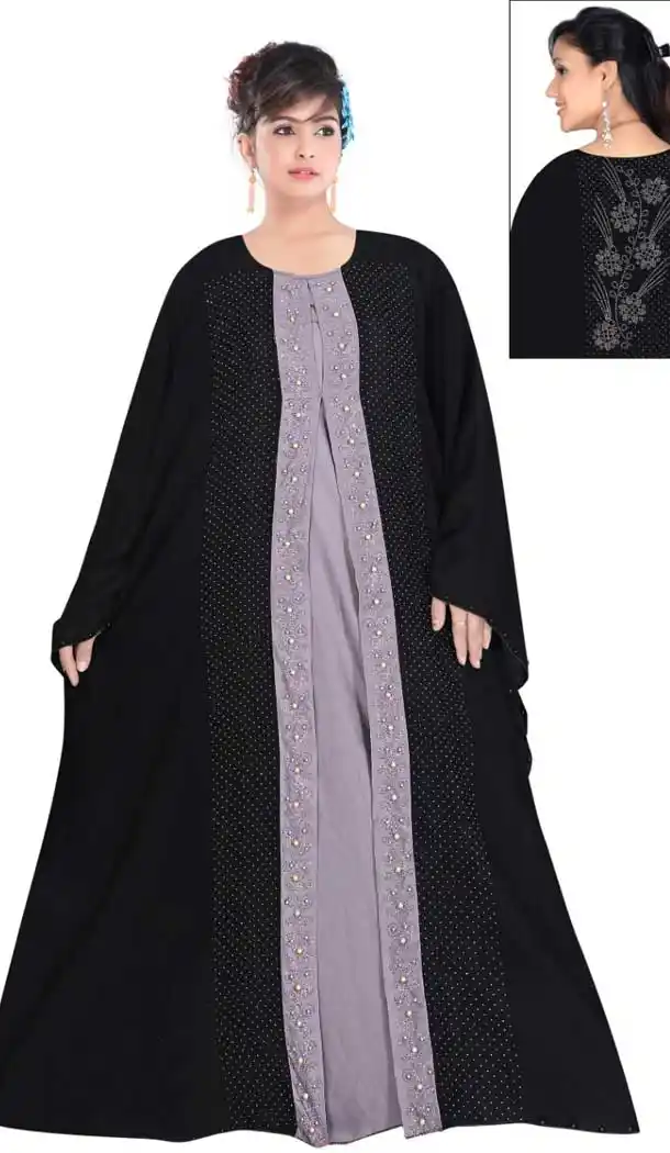Fancy Black Color Nida Fabric Readymade Pakistani Women Burqa -EV538671283