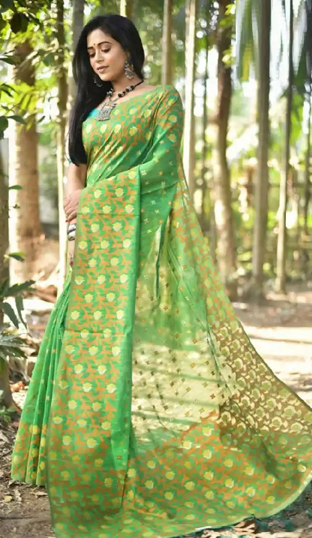 Enigmatic Green Color Fancy Cotton Casual Party Wear Saree -EV540271376
