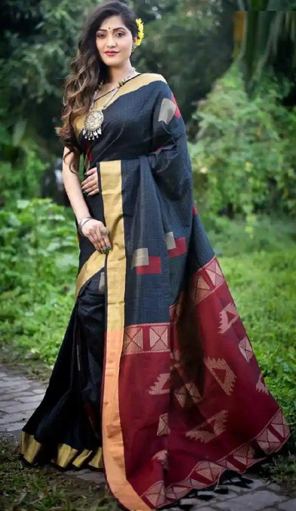 Black Color Fancy Cotton Casual Party Wear Saree -EV540271379