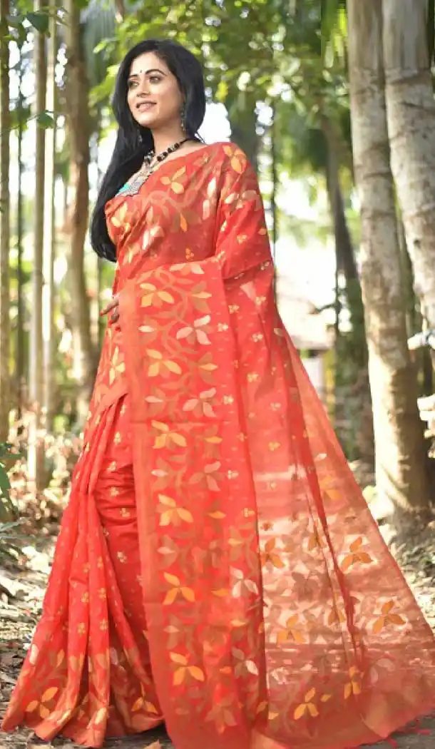 Dazzling Diva Red Color Fancy Cotton Casual Party Wear Saree -EV540271383