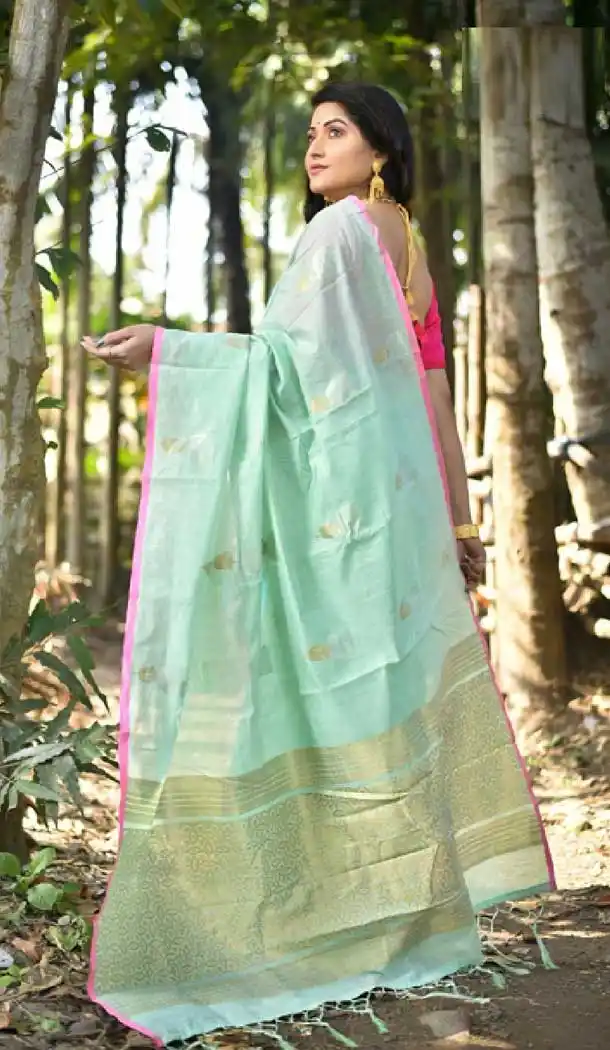 Adorable Teal Blue Color Fancy Cotton Casual Party Wear Saree -EV540271384