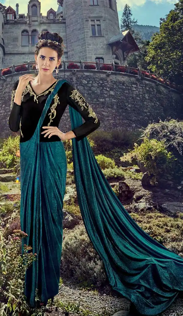 Firozi Black Color Net Georgette Designer Party Gown Dresses -EV544171661