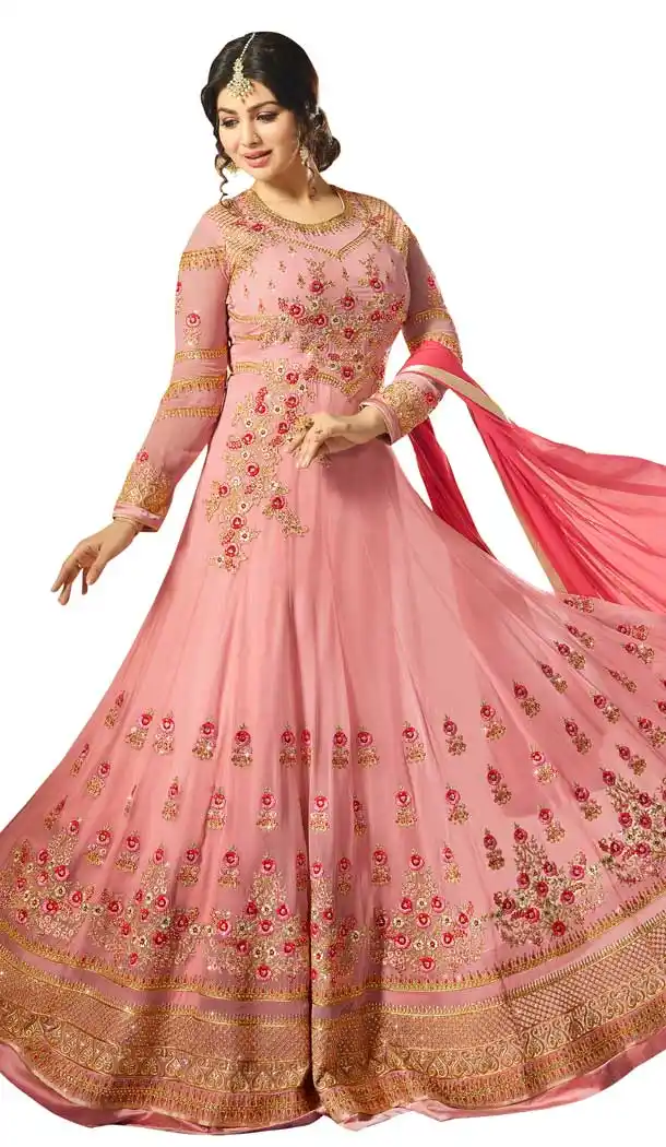 Bollywood Celebrity Ayesha Takia Pink Color Faux Georgette Salwar Kameez -EV545471749