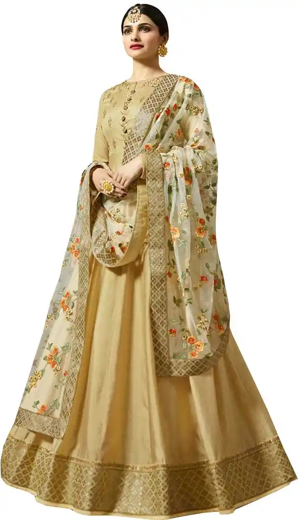 Bollywood Celebrity Prachi Desai Beige Color Faux Georgette Salwar Kameez -EV545471753