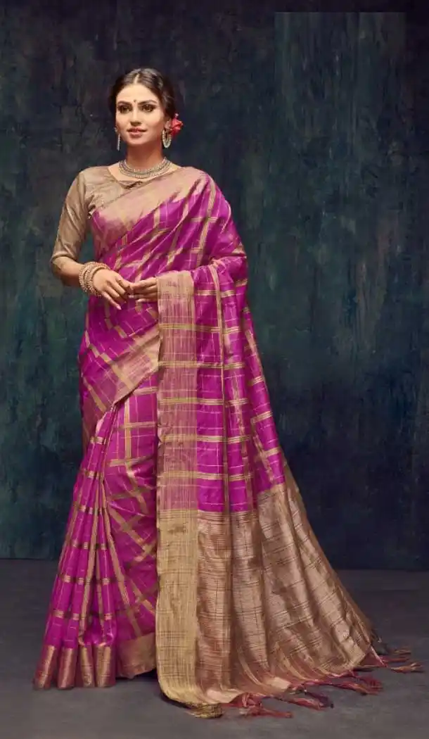 Dark Pink Color Silk Casual Wear Saree Blouse -EV545071726