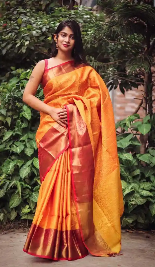 Yellow Color Silk Blend Casual Wear Saree Blouse -EV547371886