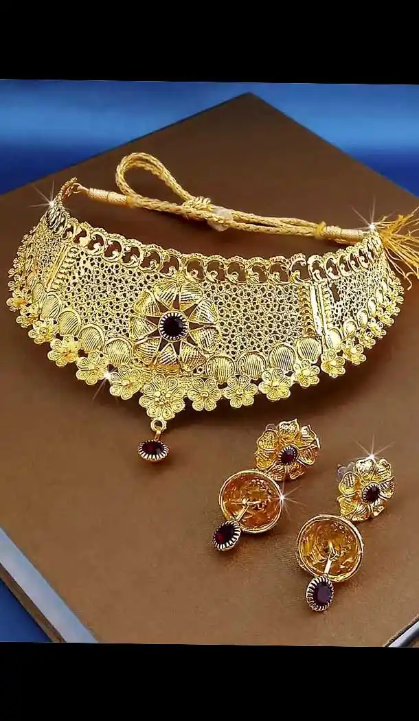 Attractive Traditional Gold Smith  Imitation Jewellery-Wedding Wear Necklace Set -745892217