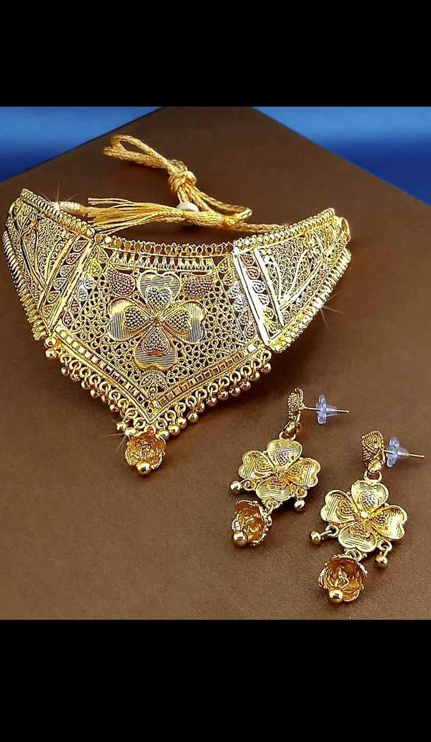 glamorous traditional gold smith  imitation jewellery-wedding wear necklace set -745892218