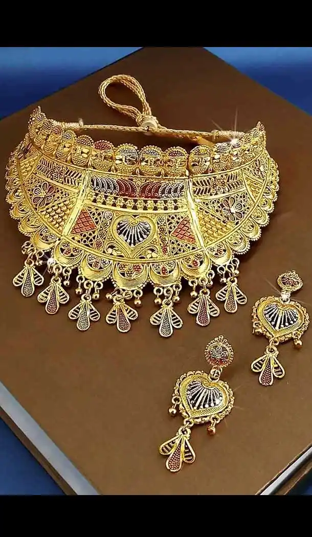 Captivating Traditional Gold Smith  Imitation Jewellery-Wedding Wear Necklace Set -745892220