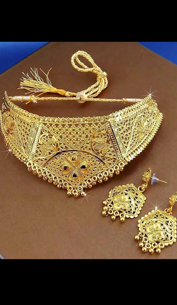 Tranquil Traditional Gold Smith  Imitation Jewellery-Wedding Wear Necklace Set -745892226