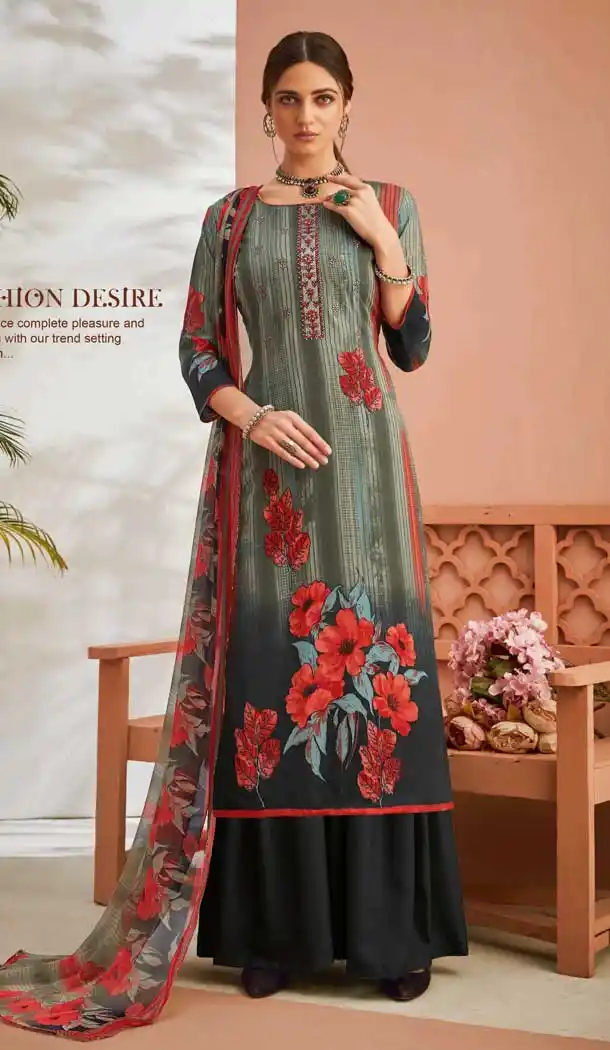 Tantalizing Multi Color Pure Viscose Rayon Casual Wear Palazzo Suit -771894819