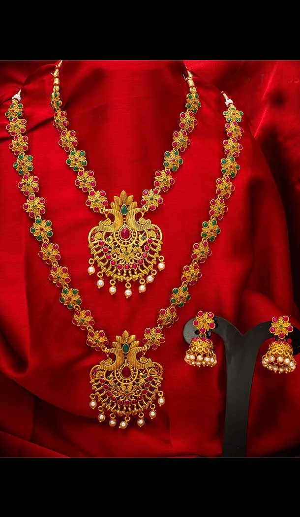 Exquisite Golden Color Alloy Imitation Jewellery Necklace Set -758493580