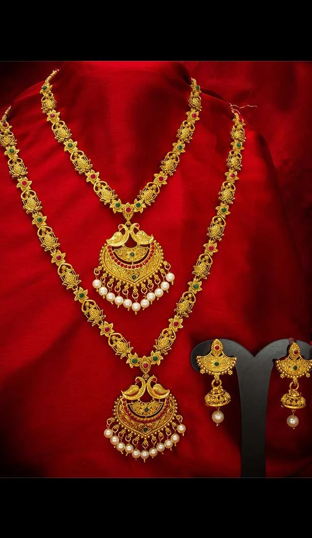 marvelous golden color alloy imitation jewellery necklace set -758493586