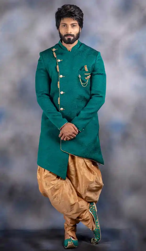 Green Color Imported Indo Western For Men In Plus Size -732790728