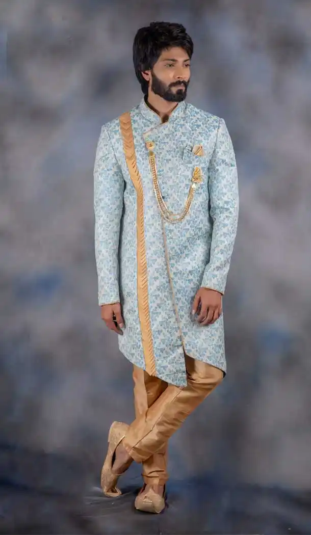 Sky Blue Color Imported Indo Western For Men In Plus Size -732790732