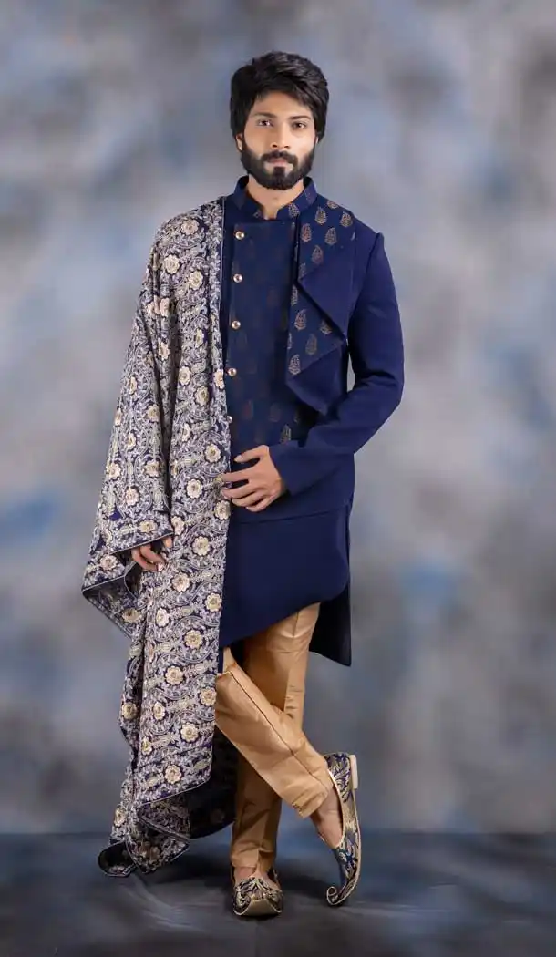 Pretty Navy Blue Color Imported Indo Western For Men In Plus Size -732790733