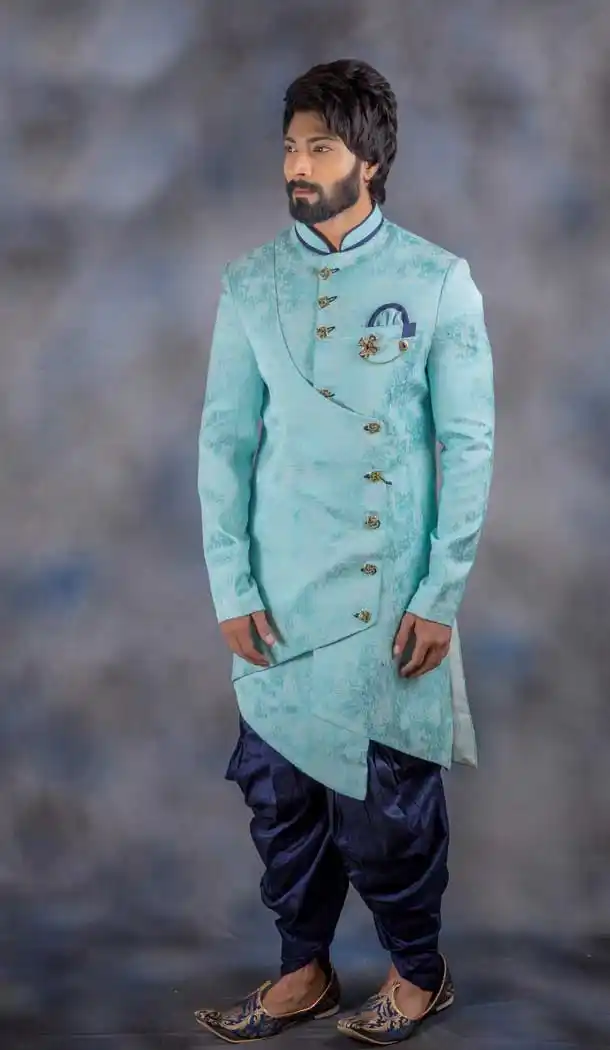 Sky Blue Color Imported Indo Western For Men In Plus Size -732790735