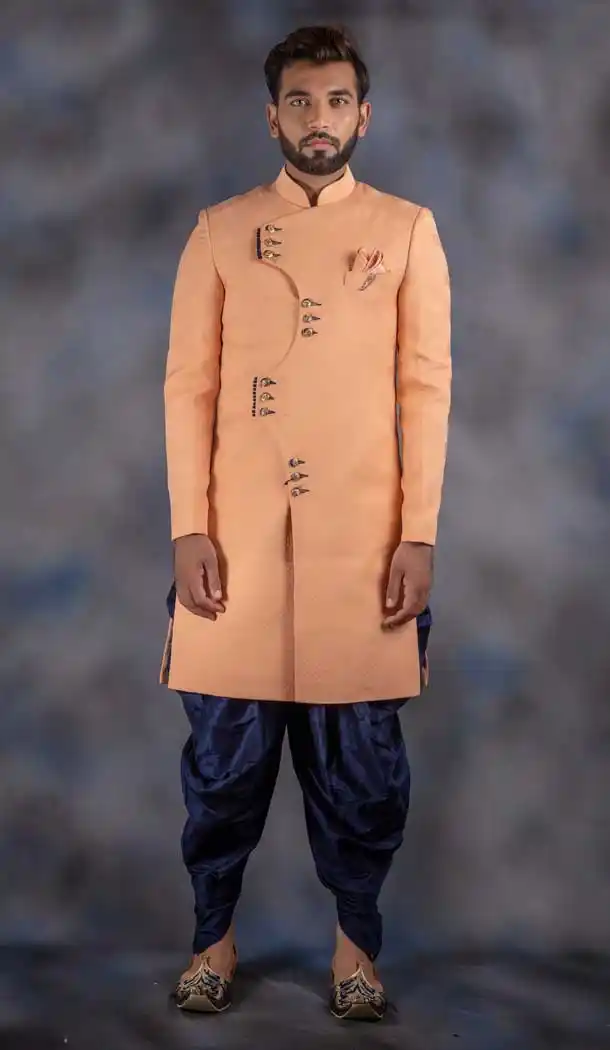 Orange Color Imported Indo Western For Men In Plus Size -732790737