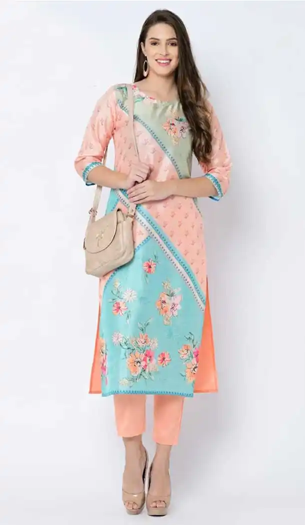Vivacious Multi Color Art Silk Readymade Casual Wear Kurti -729290269