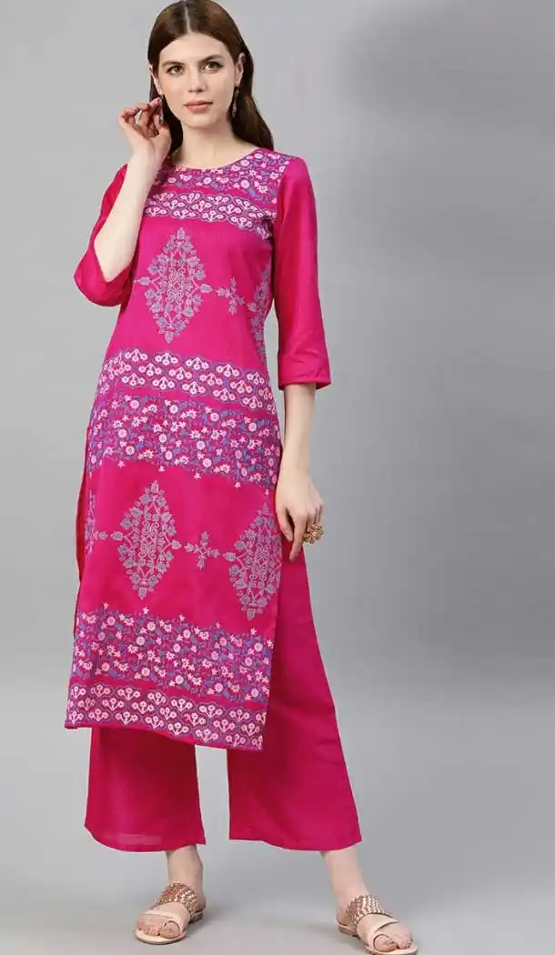Attractive Pink Color Art Silk Readymade Casual Wear Kurti -729290271