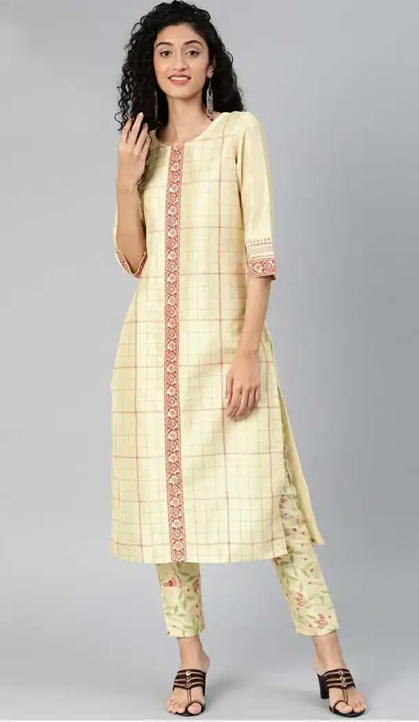 Enigmatic Cream Color Poly Silk Readymade Casual Wear Kurti -729290280
