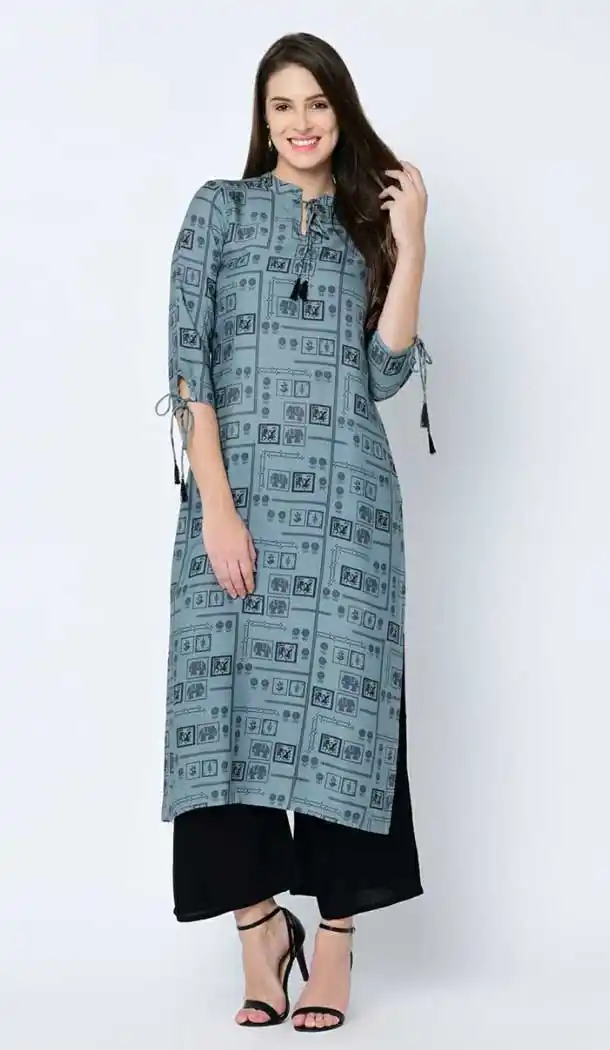 Chic Multi Color Rayon Readymade Casual Wear Kurti -729290288