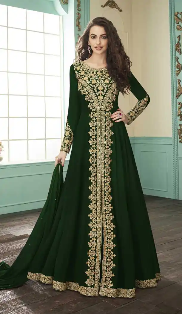 Glamorous Green Color Georgette Designer Long Pakistani Salwar Kameez -FZ6415232