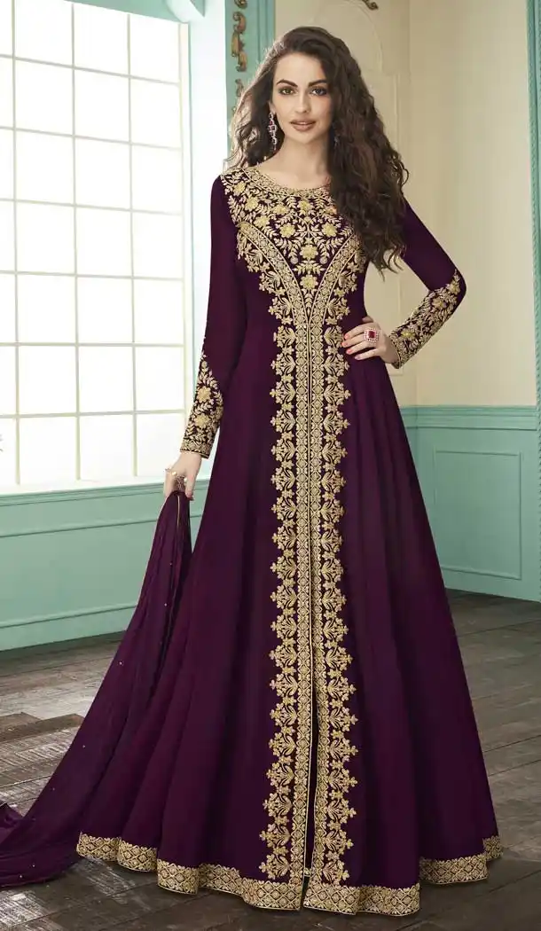 Tantalizing Purple Color Georgette Designer Long Pakistani Salwar Kameez -FZ6415234
