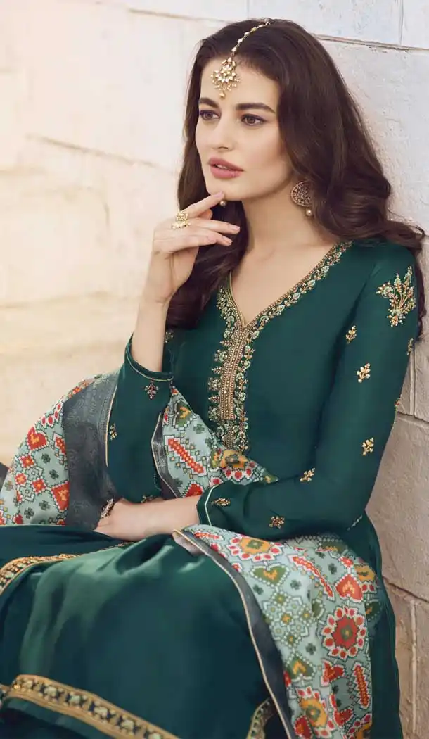 Mahendi Green Color Muslin Georgette Designer Lehenga Kameez -FZ6445250