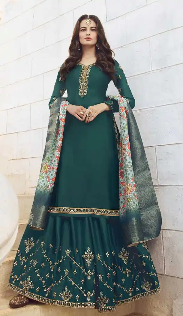 Mahendi Green Color Muslin Georgette Designer Lehenga Kameez -FZ6445250