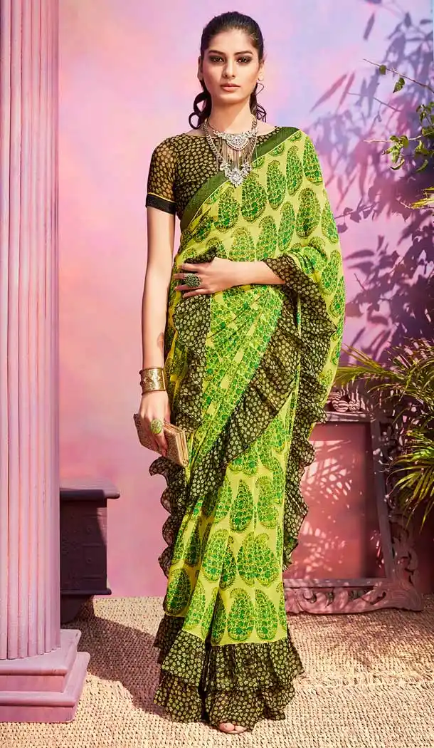 Alluring Light Green Color Georgette Casual Wear Saree Blouse -EV545771774