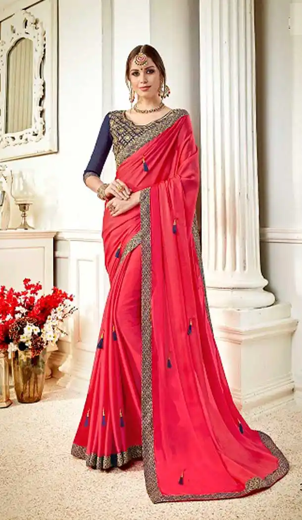 Scintillating Light Pink Color Georgette Casual Party Wear Saree Blouse -EV546871851
