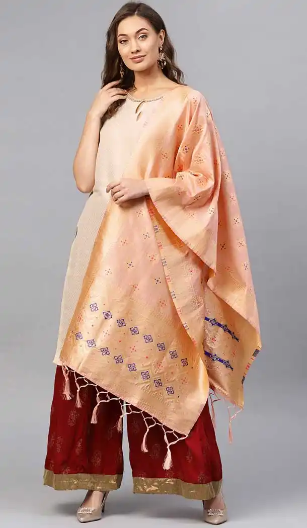 Baby Pink Color Banarasi Silk Designer Dupatta -743591910
