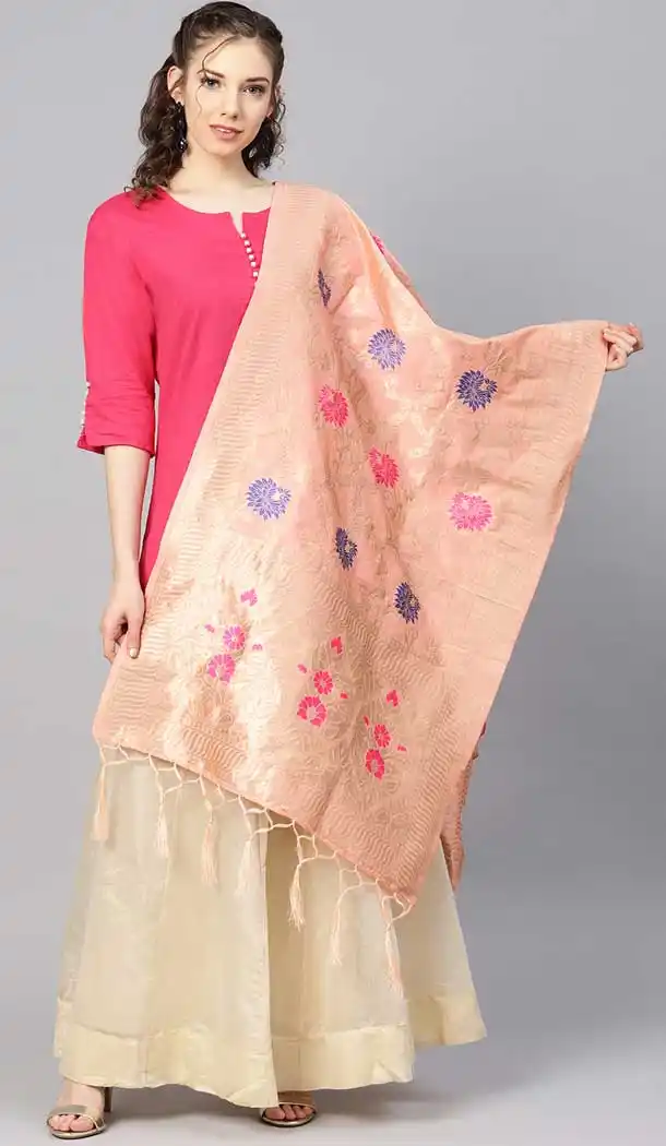 Adorable Light Pink Color Banarasi Silk Designer Dupatta -743591943
