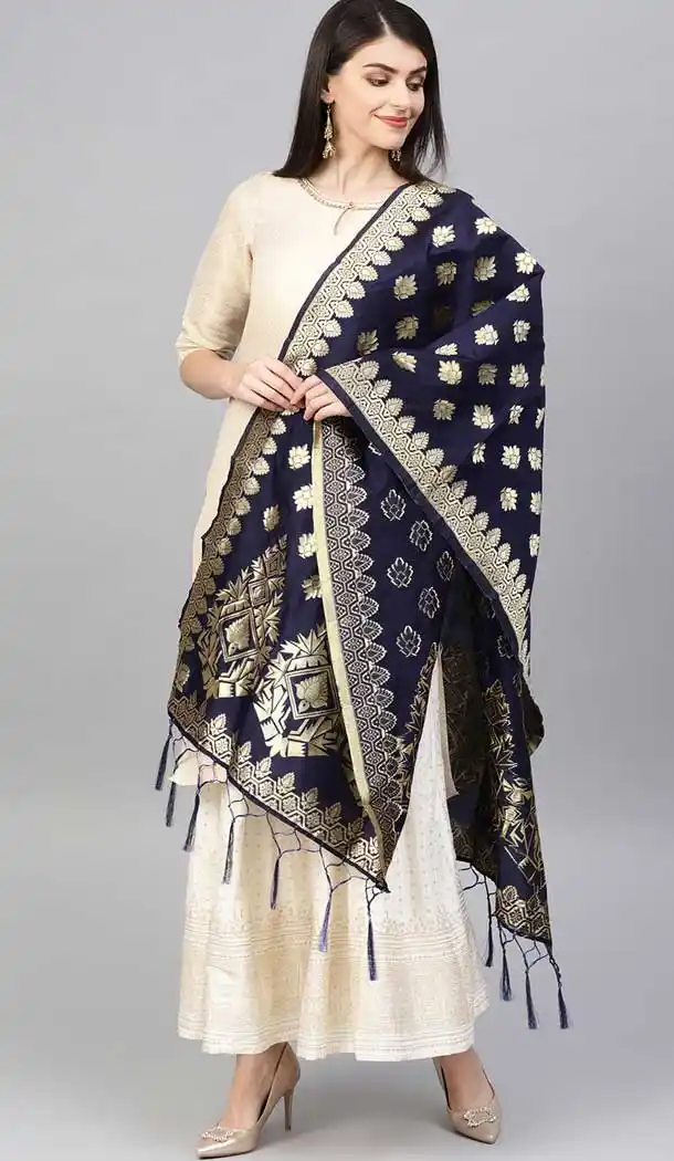 Adorable Navy Blue Color Banarasi Silk Designer Dupatta -743591991