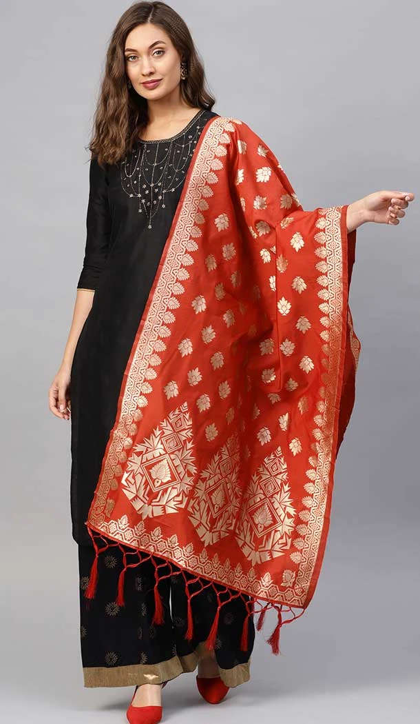 Ravishing Red Color Banarasi Silk Designer Dupatta -743591993