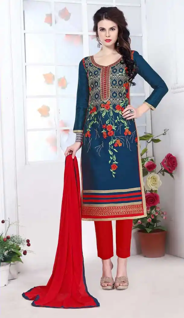 Alluring Blue Color Pure Glass Cotton Casual Office Wear Salwar Kameez -770294705