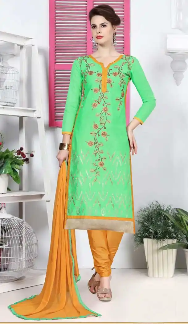 Light Green Color Pure Glass Cotton Casual Office Wear Salwar Kameez -770294707