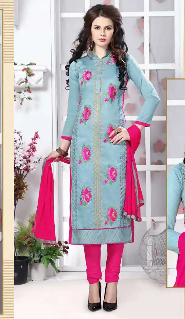 Steel Blue Color Pure Glass Cotton Casual Office Wear Salwar Kameez -770294708