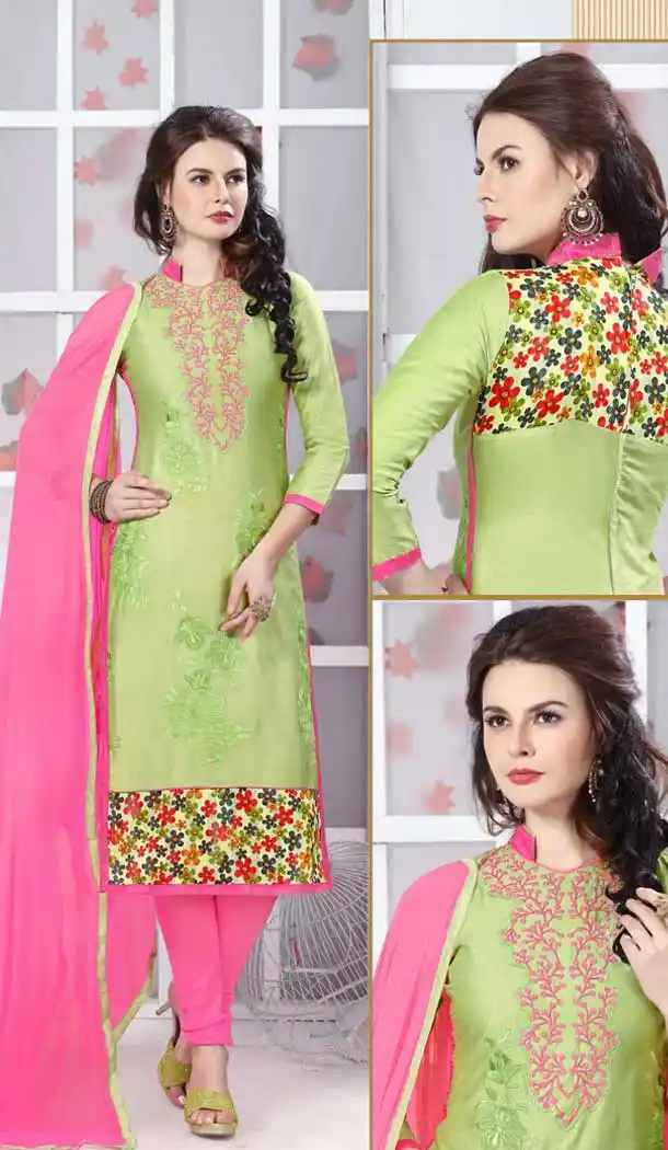 Lemon Green Color Pure Glass Cotton Casual Office Wear Salwar Kameez -770294709