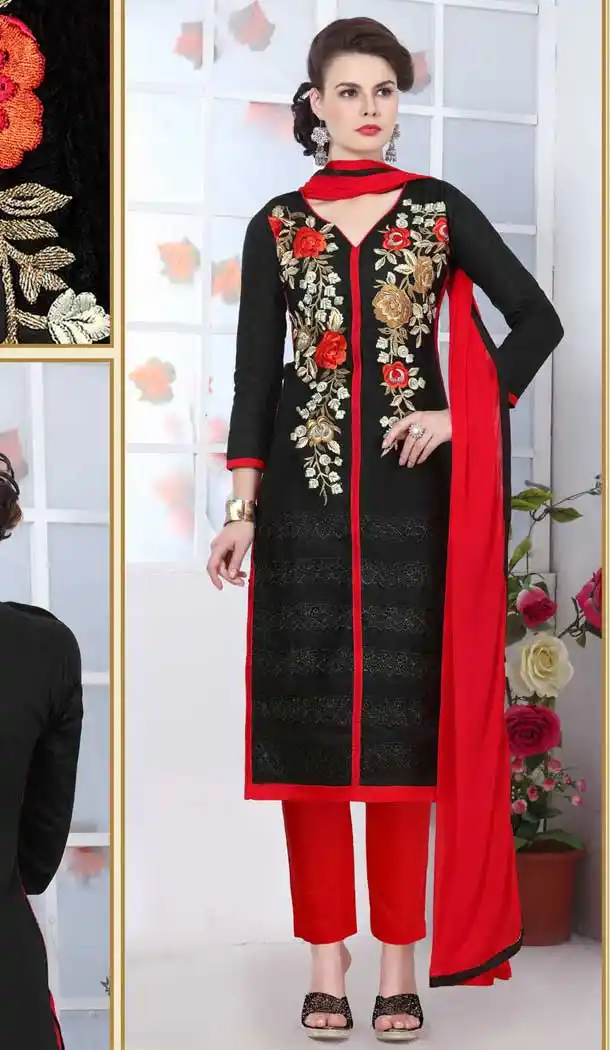 Black Color Pure Glass Cotton Casual Office Wear Salwar Kameez -770294711