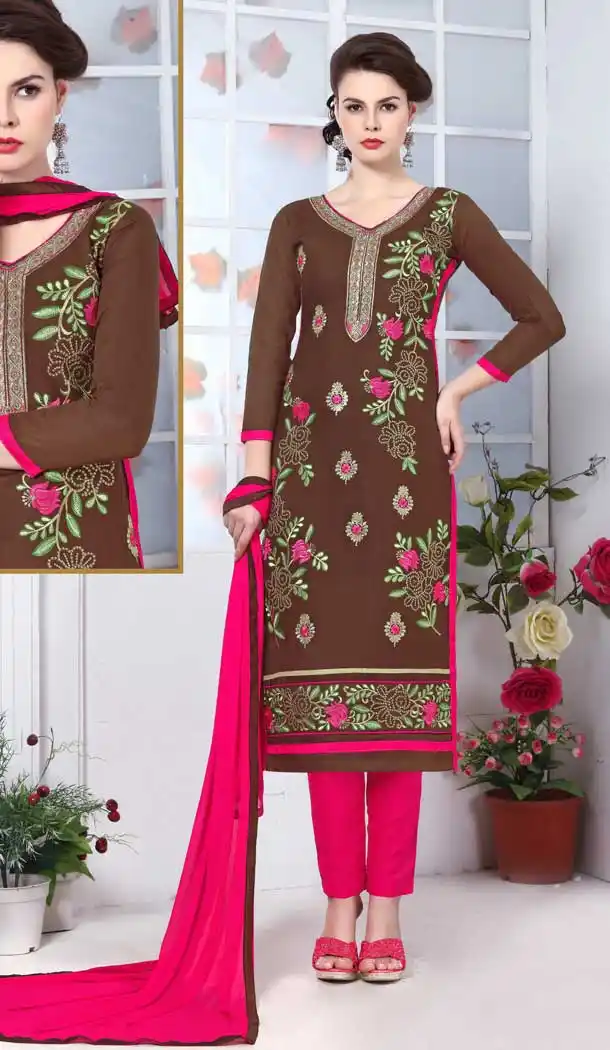 Brown Color Pure Glass Cotton Casual Office Wear Salwar Kameez -770294713