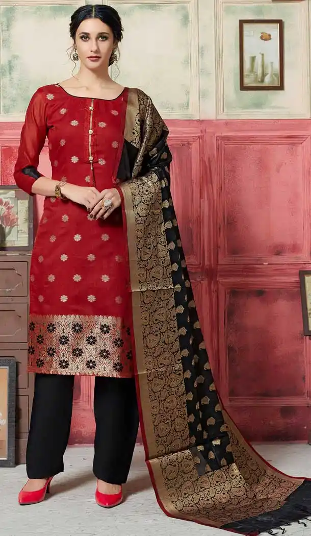 Classy Maroon Color Fancy Jacquard Casual Wear Salwar Kameez -770394718