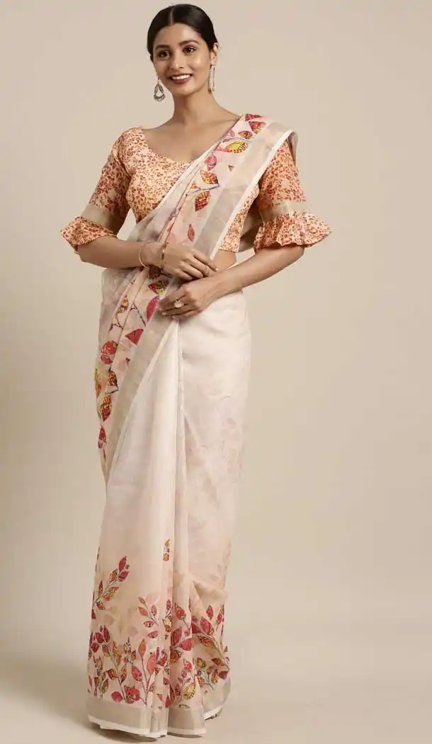 Stylish Multi Color Cotton Linen Casual Wear Style Saree Blouse -773795084